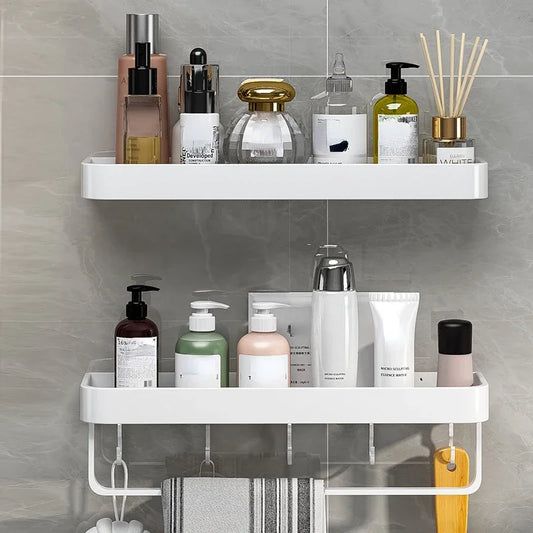 Aluminum Bathroom Storage Shelf Wall Mounted Shower Storage Rack White Organizer Corner Shelves Toilet Shampoo Cosmetics Holder