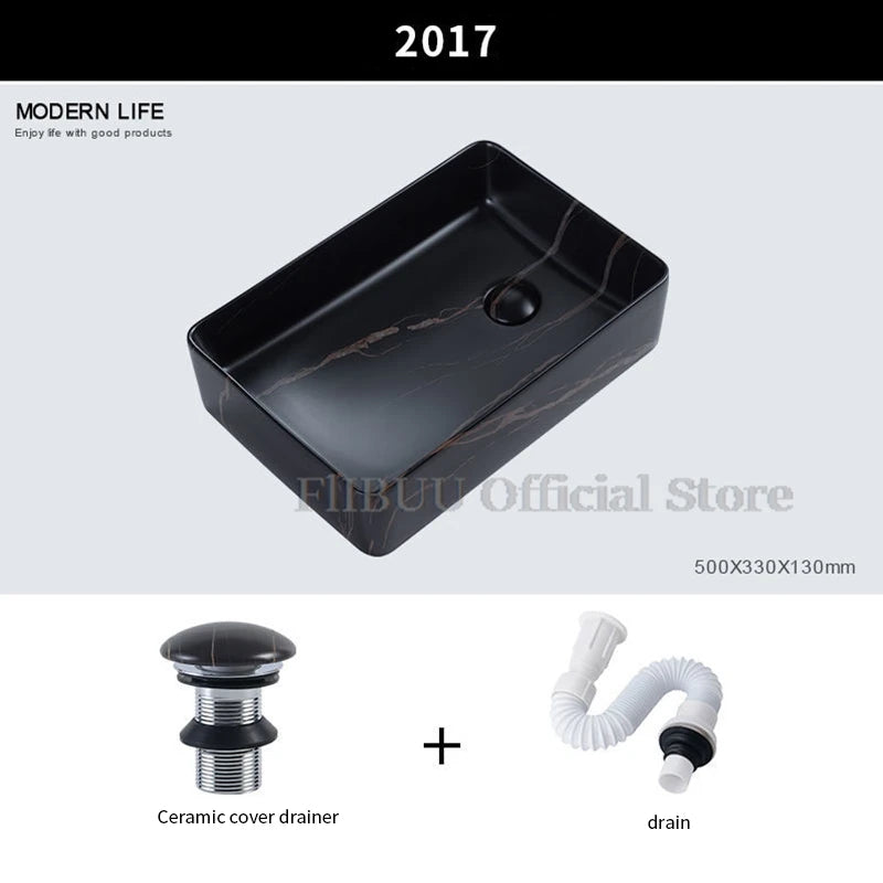 Ceramic Bathroom Vessel Sink Bowl Above Counter Single Sink Bowl Lavatory Wash Hand Basin Countertop Wash Basin Porcelain Retro