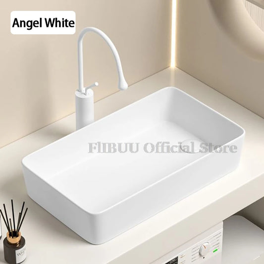 Cuenco de cerámica para lavabo de baño, cuenco individual para encimera de porcelana