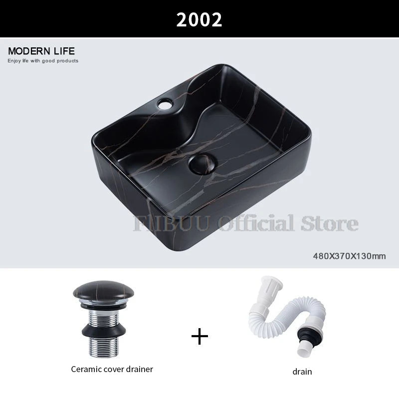 Ceramic Bathroom Vessel Sink Bowl Above Counter Single Sink Bowl Lavatory Wash Hand Basin Countertop Wash Basin Porcelain Retro